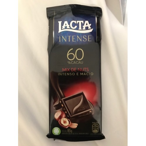 Chocolate Lacta Intense 60%  Cacau Mix de Nuts 85g