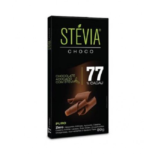 Chocolate Stevia 77% Cacau -  80 Gr